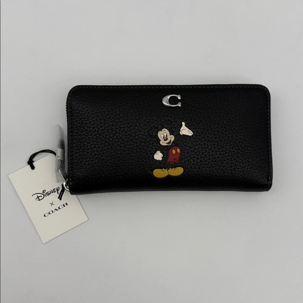 Disney X Coach Mickey Mouse Essential Accordion Zip Wallet Regenerative Leather